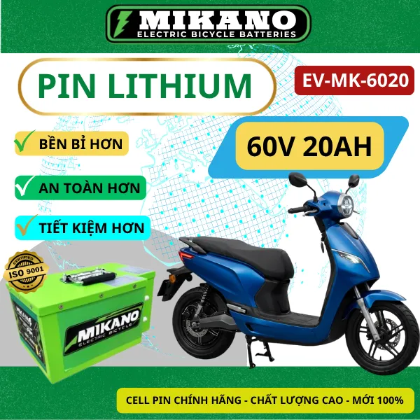 Pin Lithium Mikano EV-MK-6020 Giải Pháp Năng Lượng 60.8V 20Ah Bền Bỉ, Mạnh Mẽ & An Toàn Vượt Trội