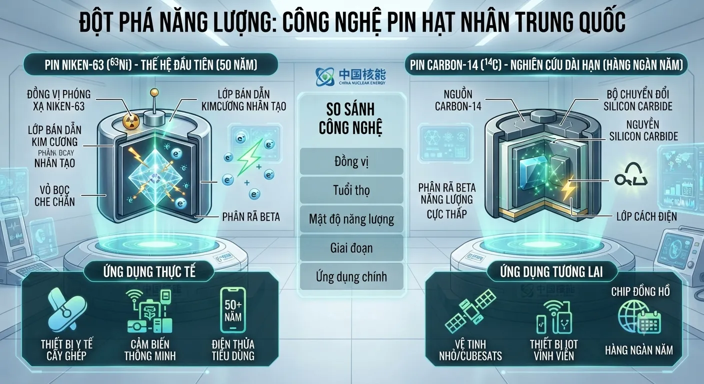 ĐỘT PHÁ NĂNG LƯỢNG: TRUNG QUỐC PHÁT TRIỂN PIN HẠT NHÂN "SIÊU BỀN"