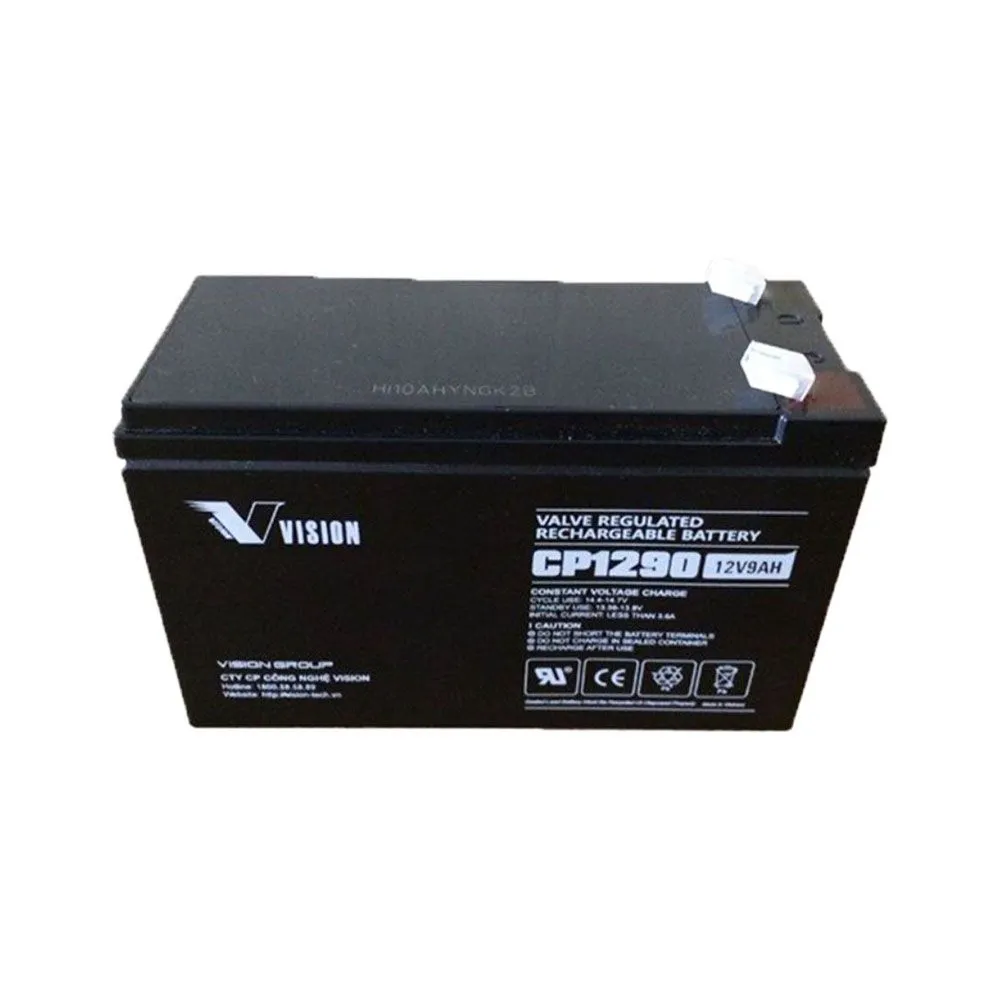 Ắc quy Vision 12V, 9Ah CP1290 dùng cho UPS, loa kéo, cửa cuốn, thang máy